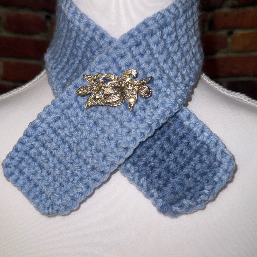 Blue Knit Mini Scarf Top Trend of 2026 #winterchic #winter